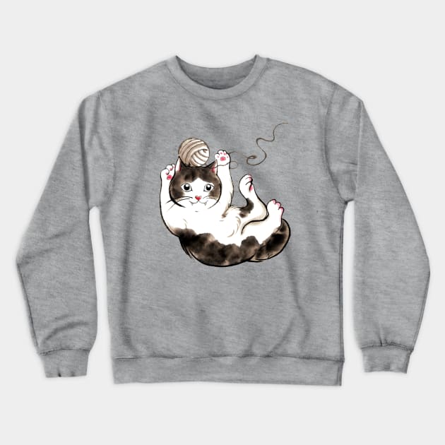 Cat play with wool ball Crewneck Sweatshirt by juliewu